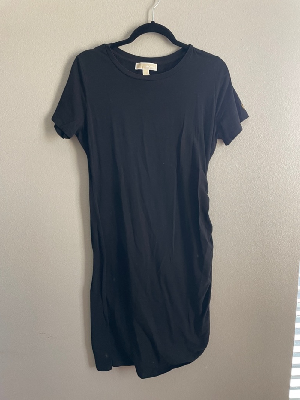 Michael Kors Black Short Sleeved Ruched Side Mini Dress